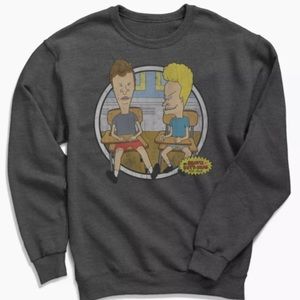 MTV Beavis And Butthead Crew Neck Sweater Sweatshirt Gray XL